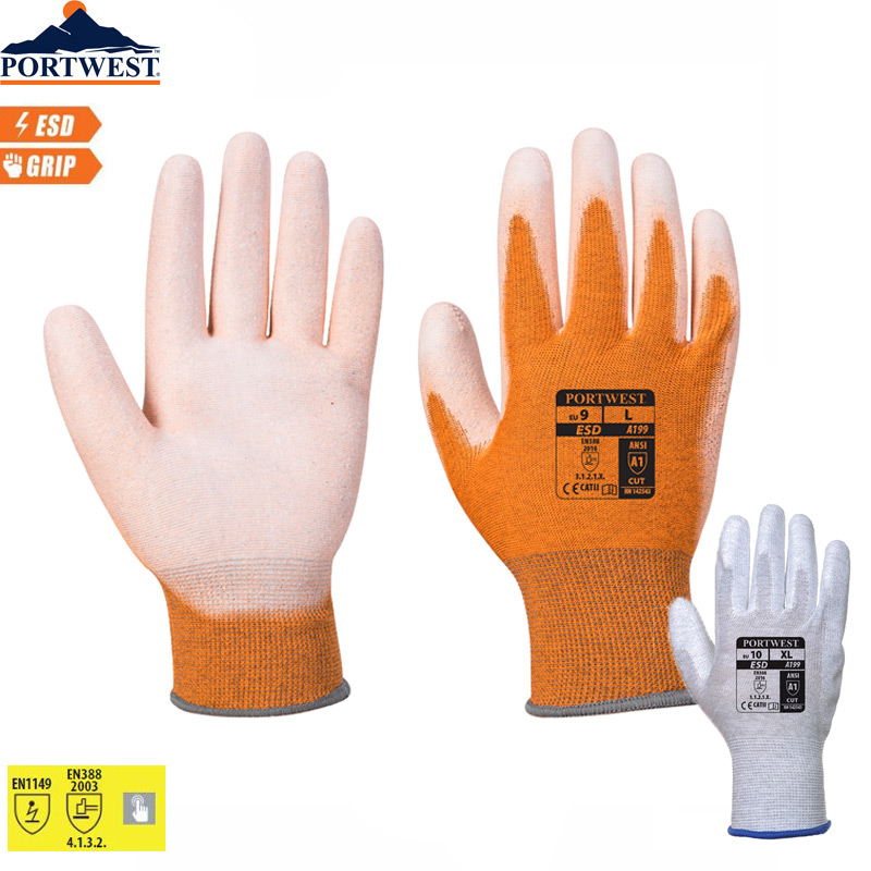 Antistatischer PU - Handflächen Handschuh