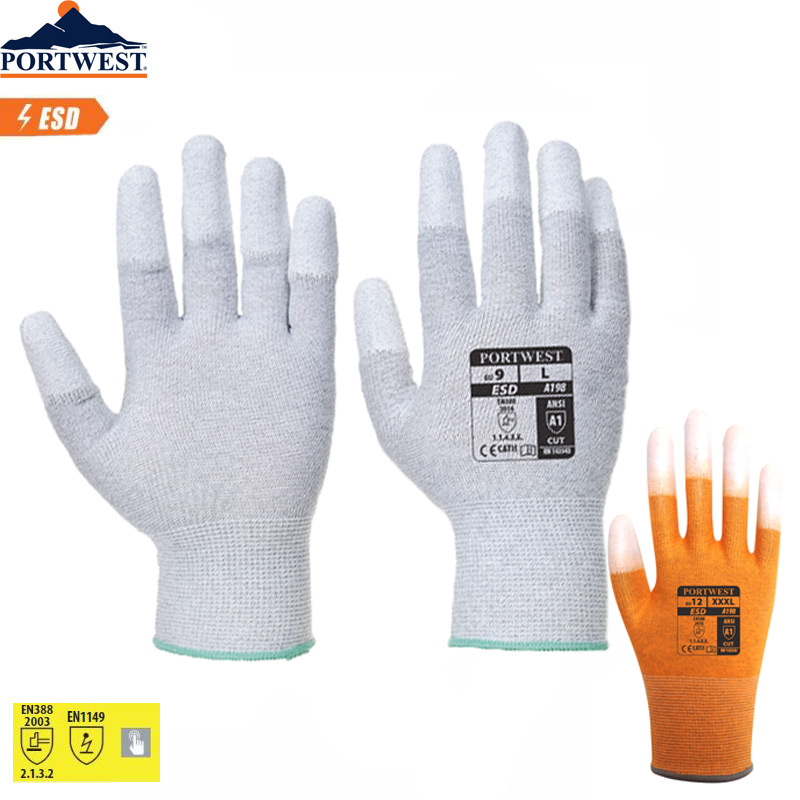 Antistatischer PU - Fingerspitzen Handschuh