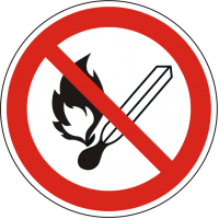 Verbotszeichen Feuer, offenes Licht und Rauchen verboten